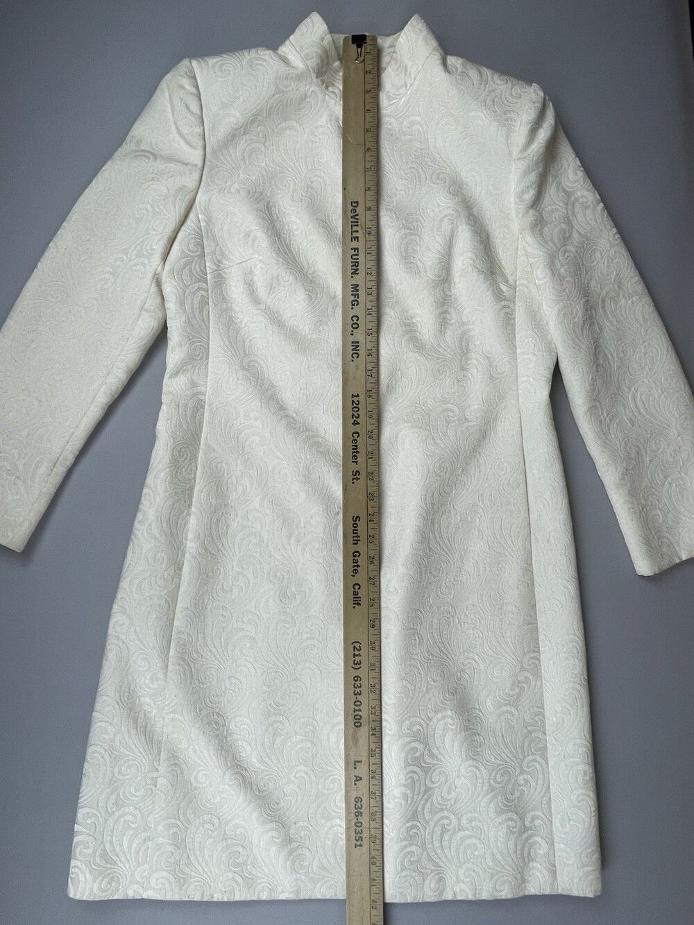 Tahari Arthur S. Levine 2 Piece Brocade Coat Dress Set Women's 12 Ivory Wedding - Picture 10 of 16